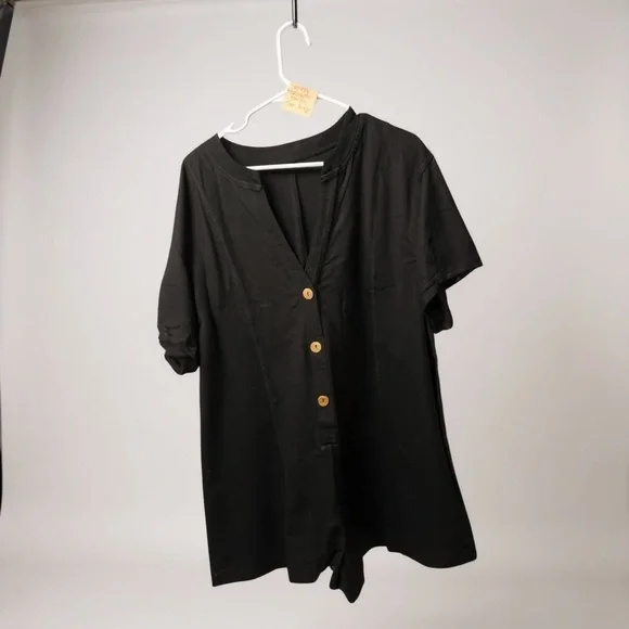 Amazon Black Button-Up Romper - Picture 2 of 4